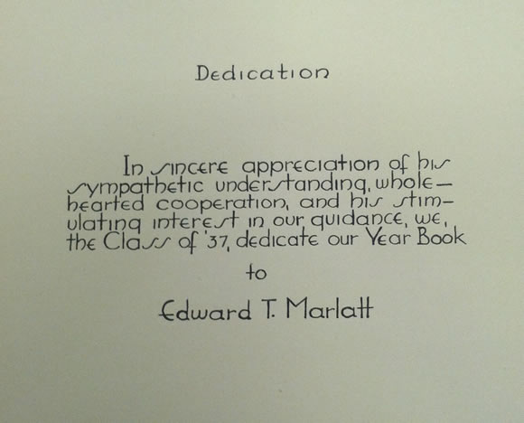 1937 HHS Yearbook pg5 Dedication